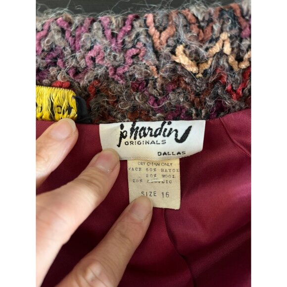 3 For $10 Jo Hardin Originals Womens Size 16 Vintage Knitted Open Coat Multicolo - Picture 3 of 4